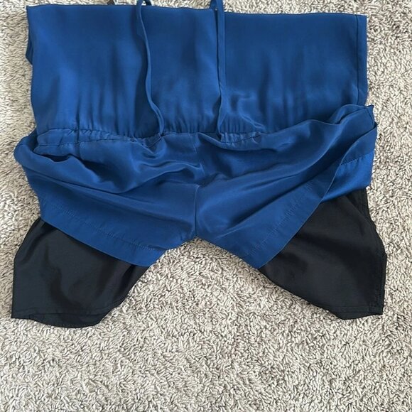 Amanda Uprichard Women’s Navy 100% Silk Sleeveless Tie Waist V-Neck Romper Sz S - Picture 8 of 10